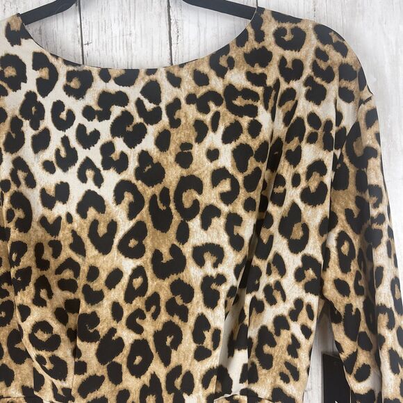 Lulu's Dress XS Wild Life Leopard Animal Print Long Sleeve Mini Party Homecoming - Picture 4 of 12